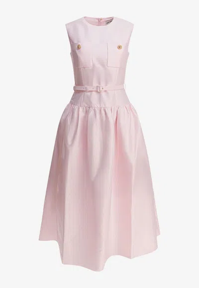 Self-portrait Taffeta Sleeveless Midi Dress In Pink