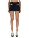 Self-portrait Tailored Blue Boucle Shorts With Belt Detail In Blue