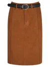 Self-portrait Brown Suede Midi Skirt In Brown