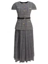 Self-portrait Tailored Houndstooth Midi Dress In Gray
