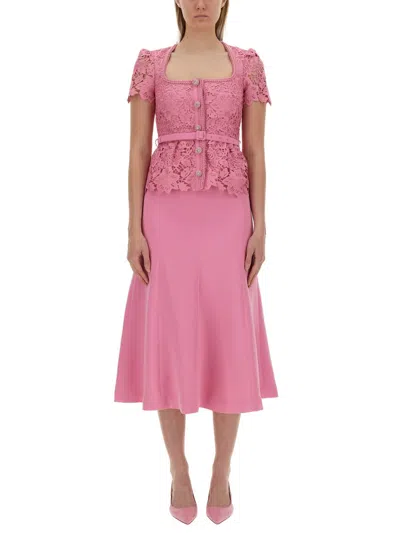 Self-portrait Tailored Lace Midi Dress In Pink