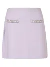 Self-portrait Knit Skirt With Crystals In Purple