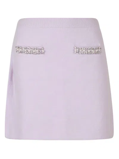 SELF-PORTRAIT TAILORED LILAC SKIRT WITH DECORATIVE ELEMENTS