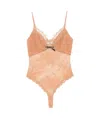 Self-portrait Tan Dot Mesh Bodysuit Clothing In Nude