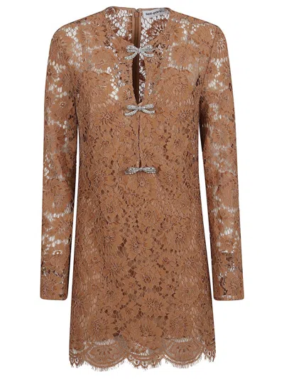 Self-portrait Tan Lace Bow Mini Dress