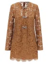 Self-portrait 'tan Lace Bow Mini' Dress In Brown