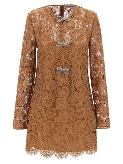 Self-portrait 'tan Lace Bow Mini' Dress