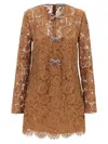 Self-portrait 'tan Lace Bow Mini' Dress In Brown