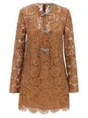 Self-portrait Womens Tan Lace Bow-embellished Woven Mini Dress
