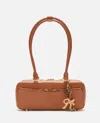 Self-portrait Tan Leather Baguette Shoulder Bag With Charm In Black