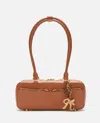 Self-portrait Tan Leather Baguette Shoulder Bag With Charm In Black