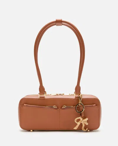 SELF-PORTRAIT TAN LEATHER BAGUETTE SHOULDER BAG WITH CHARM