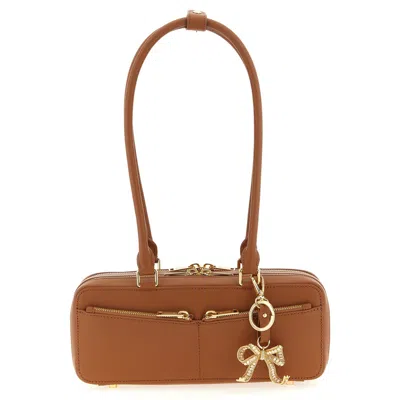 Self-portrait Tan Leather Baguette With Charm Shoulder Bag