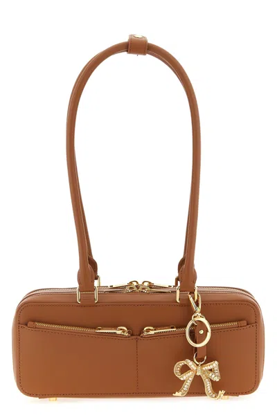 Self-portrait 'tan Leather Baguette With Charm' Shoulder Bag In Brown