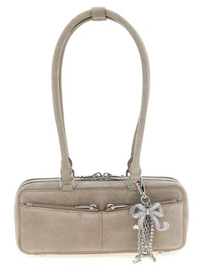 Self-portrait 'tan Suede Baguette With Charm' Shoulder Bag