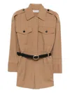 Self-portrait Twill Romper In Neutral