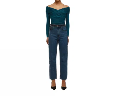 Self-portrait Teal Crossover Top In Blue