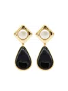 Self-portrait Geometric Drop Earrings Pearl Detail In Gold