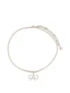 Self-portrait "tennis" Necklace With Bow In Silver