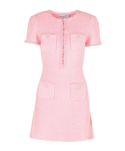 Self-portrait Mini Knitted Dress In Pink