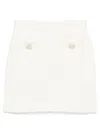 Self-portrait Textured Beige Skirt With Decorative Pockets In White