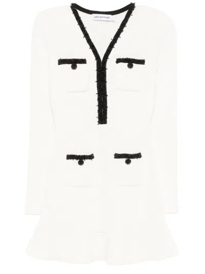 Self-portrait Textured Black/white Mini Dress
