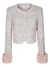 Self-portrait Textured Boucle Jacket With Classic Collar In Multi