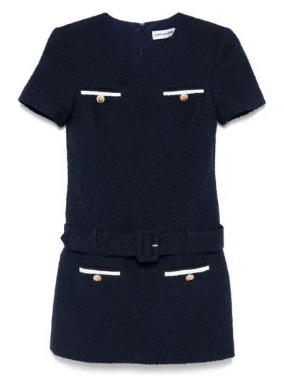Self-portrait Textured Boucle Mini Dress In Black