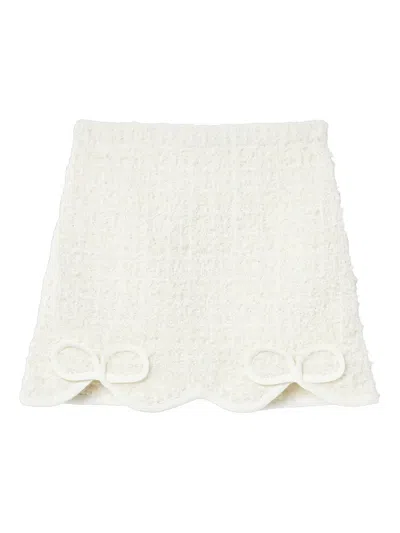 Self-portrait Kids' Textured Bow-detail Skirt In White