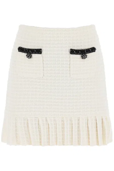 SELF-PORTRAIT TEXTURED CHECK MINI SKIRT WITH SEQUIN-TRIMMED POCKETS