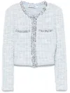 Self-portrait Embroidered Viscose Blend Cardigan In Blue