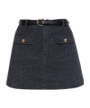 Self-portrait Textured Denim Mini Skirt In Black
