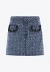 Self-portrait Light Blue Mini Skirt With Patch Pockets In Blue