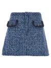 Self-portrait Light Blue Mini Skirt With Patch Pockets In Blue