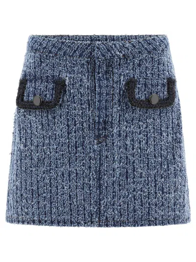 Self-portrait Textured Denim Skirt