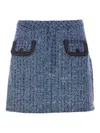 Self-portrait Light Blue Mini Skirt With Patch Pockets In Azul