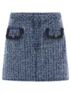 Self-portrait Light Blue Mini Skirt With Patch Pockets