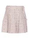 Self-portrait Textured Flared Skirt With Decorative Waist Trim In Pink