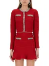Self-portrait Waffle Knit Crystal Embellished Cardigan