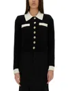 Self-portrait Self Portrait Women Wool Blend Cardigan With Contrasting Collar In Black