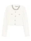Self-portrait Embellished Waffle-knit Minidress In Sand