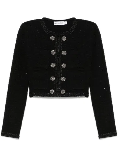 Self-portrait Textured Knit Jacket