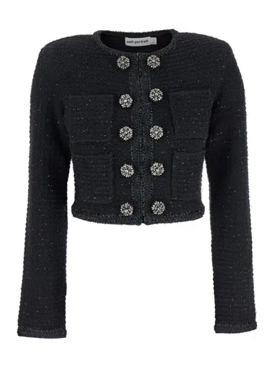 SELF-PORTRAIT SELF-PORTRAIT TEXTURED KNIT JACKET
