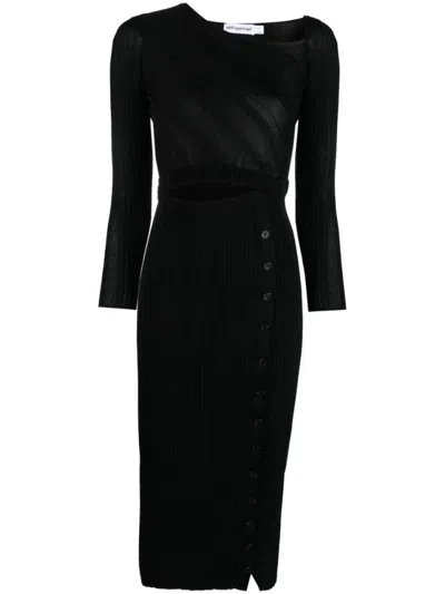 SELF-PORTRAIT SELF-PORTRAIT TEXTURED KNIT MIDI DRESS WITH WRAP BODICE