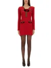 Self-portrait Textured-knit Mini Dress In Red