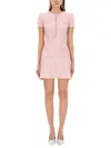 Self-portrait Pink Textured Knit Mini Dress
