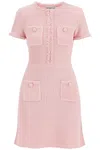 Self-portrait Womens Bead-embellished Short-sleeve Knit Mini Dress Pink In Pink