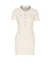 Self-portrait Mini Dress With Knit Tweed Texture And Crystal Accents In White
