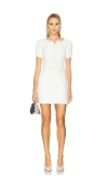 Self-portrait Mini Dress With Knit Tweed Texture And Crystal Accents In White