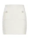Self-portrait Textured Beige Skirt With Decorative Pockets In White